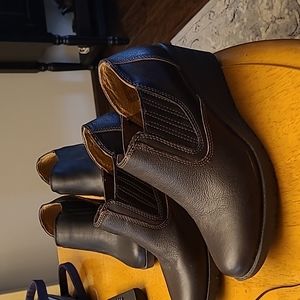 BROWN Leather Wedge Loafers